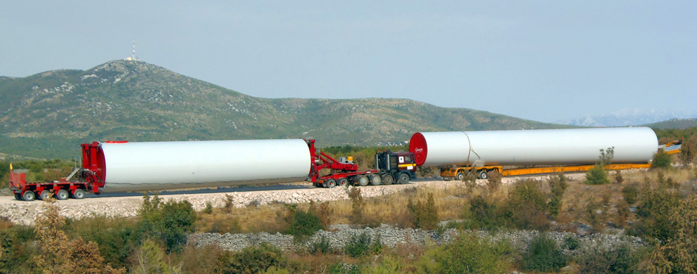 <h1>TRANSPORTATION AND INSTA- LLATION OF THE WIND FARM</h1> <p>Transportation and installation of the wind farm Jelinak, which consists of 20 wind turbines made by the manufacturer Acciona Windpower (AW-82/1500 II a), each of nominal power of 1.500 kW (total installed capacity of 30 MW). The installation is performed by the cranes LIEBHERR LTM 1500 8.1, LIBHERR LTM 1300, LIEBHERR LTM 1120...</p> <a href='transport-i-montaza-vjetroelektrane/' class='detaljnije'>More</a>
